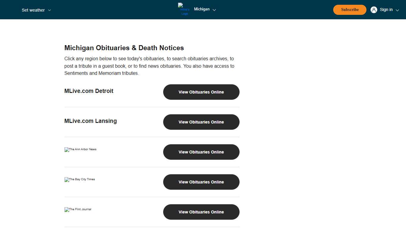 Michigan Obituaries & Death Notices